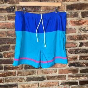 The Men's Store Vintage 90's Blue/Green Pink Swim Shorts Men's Size XL